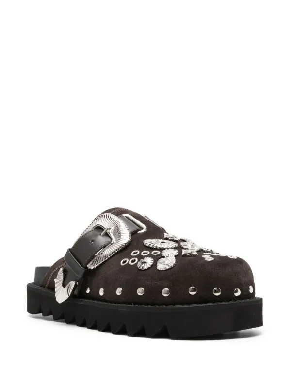 Toga Pulla eyelet-detailing Leather Mules | Brown | FARFETCH