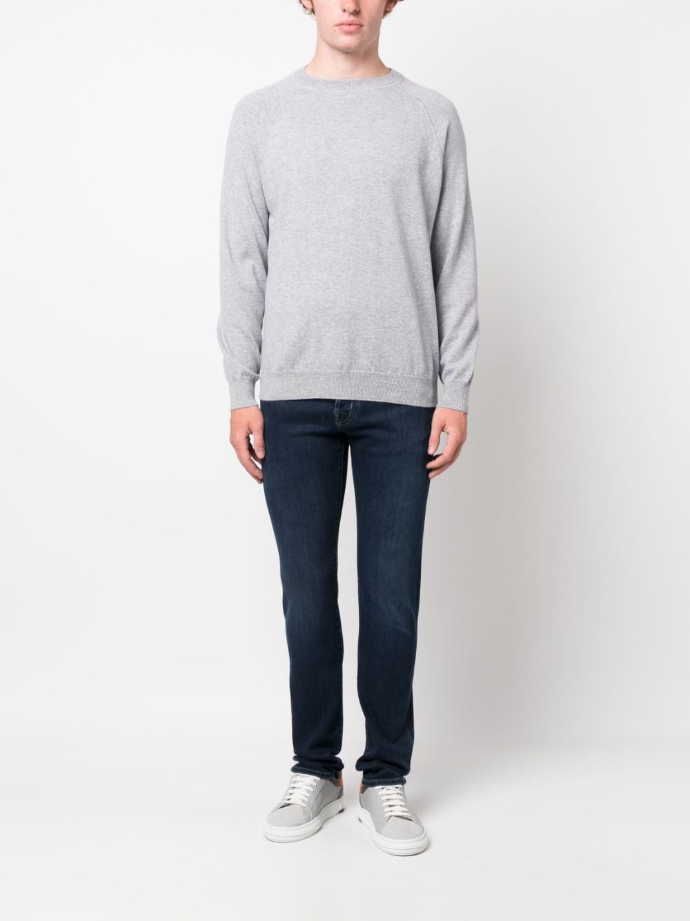 Shop Fedeli Round-neck Cashmere Jumper In Grey