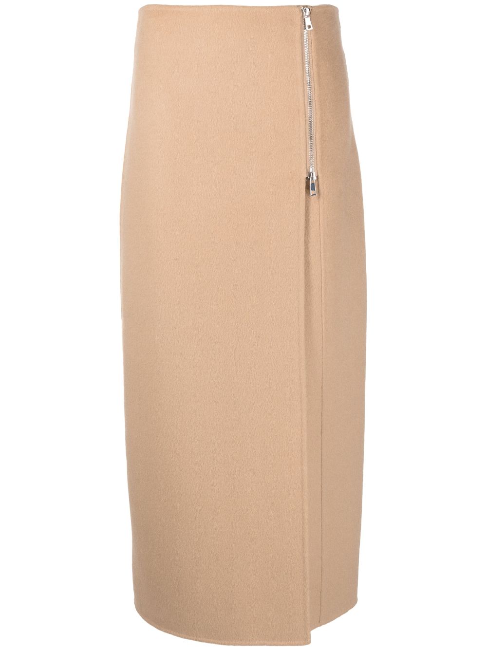 P.A.R.O.S.H. zip-up straight wool skirt - Neutrals