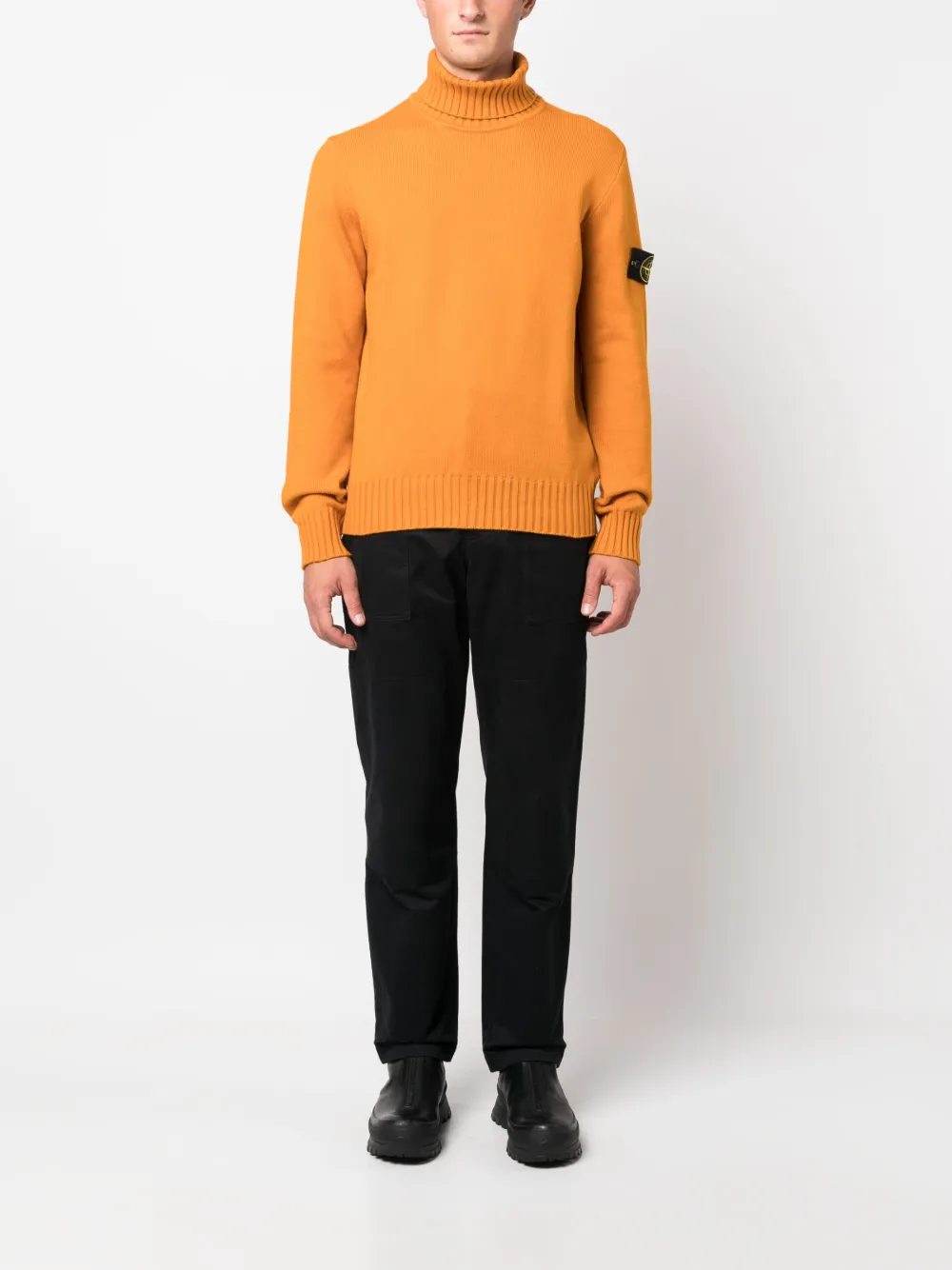 Stone Island Compass-motif roll-neck cotton jumper - Oranje