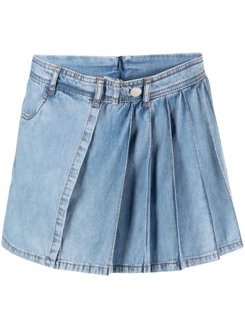 MOSCHINO JEANS pleated layered denim shorts