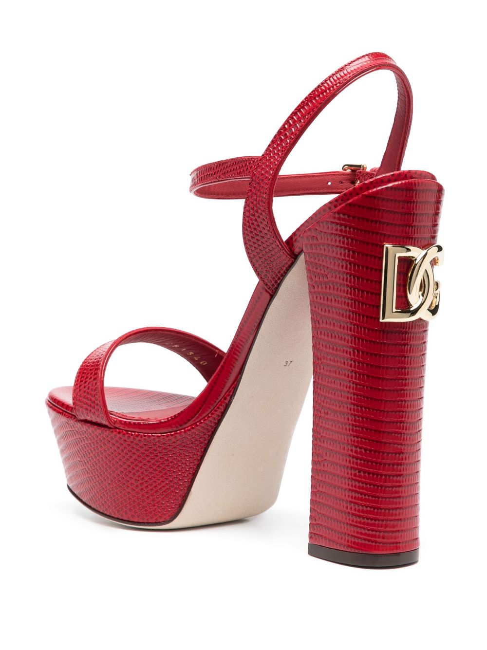 Shop Dolce & Gabbana 155mm Logo-plaque Leather Sandals In Red
