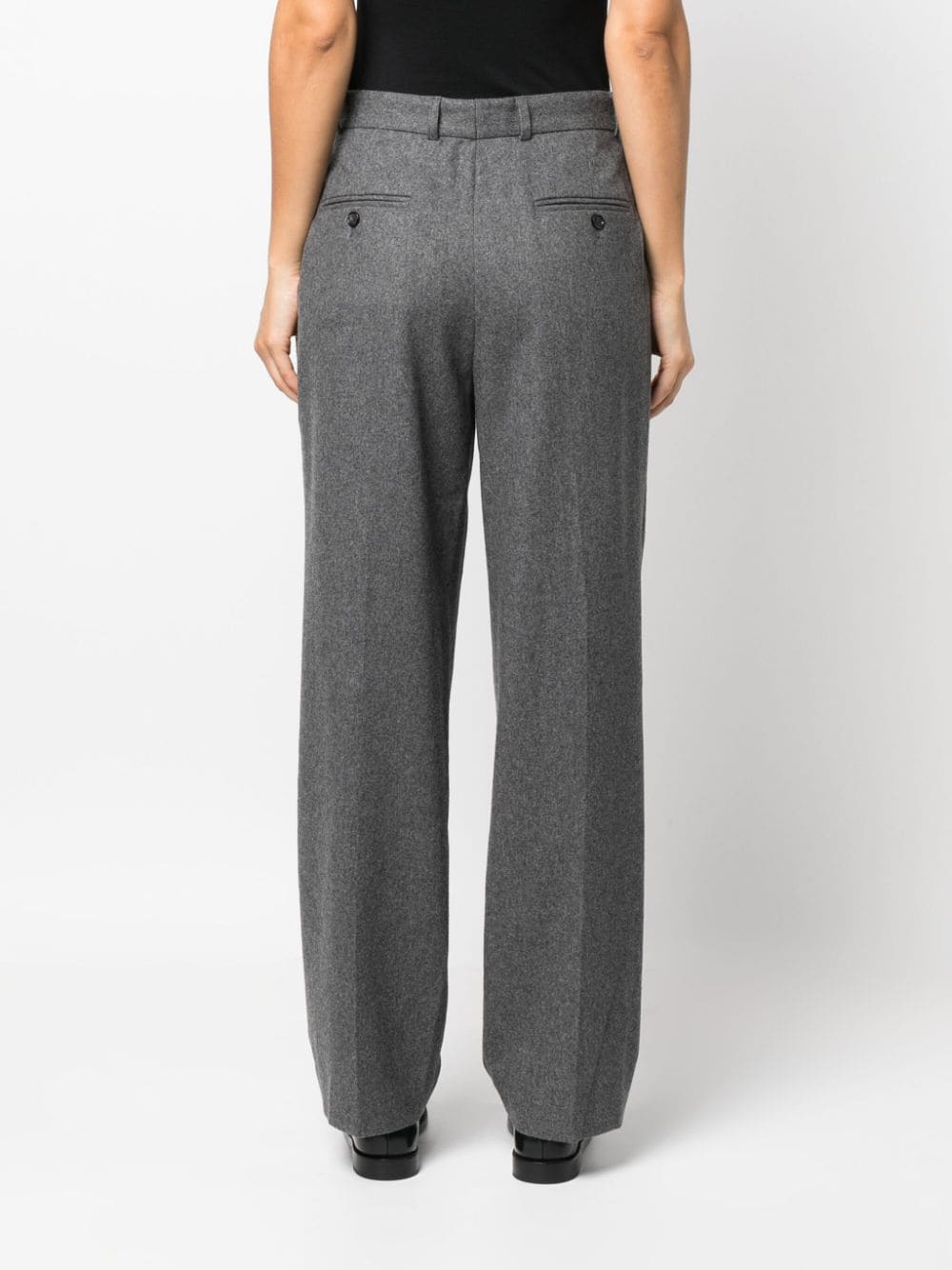 Shop Totême Double-pleated Tailored Trousers In Grey