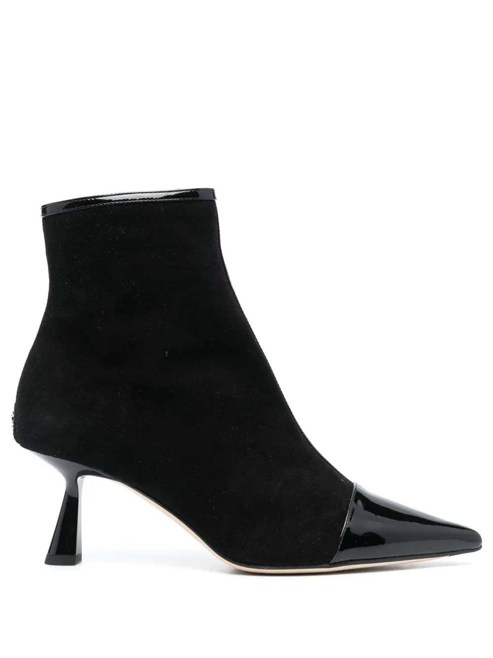 Jimmy Choo Kix 65 Patent Leather-trimmed Suede Ankle Boots In Black