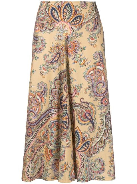 ETRO paisley-print wool-blend skirt