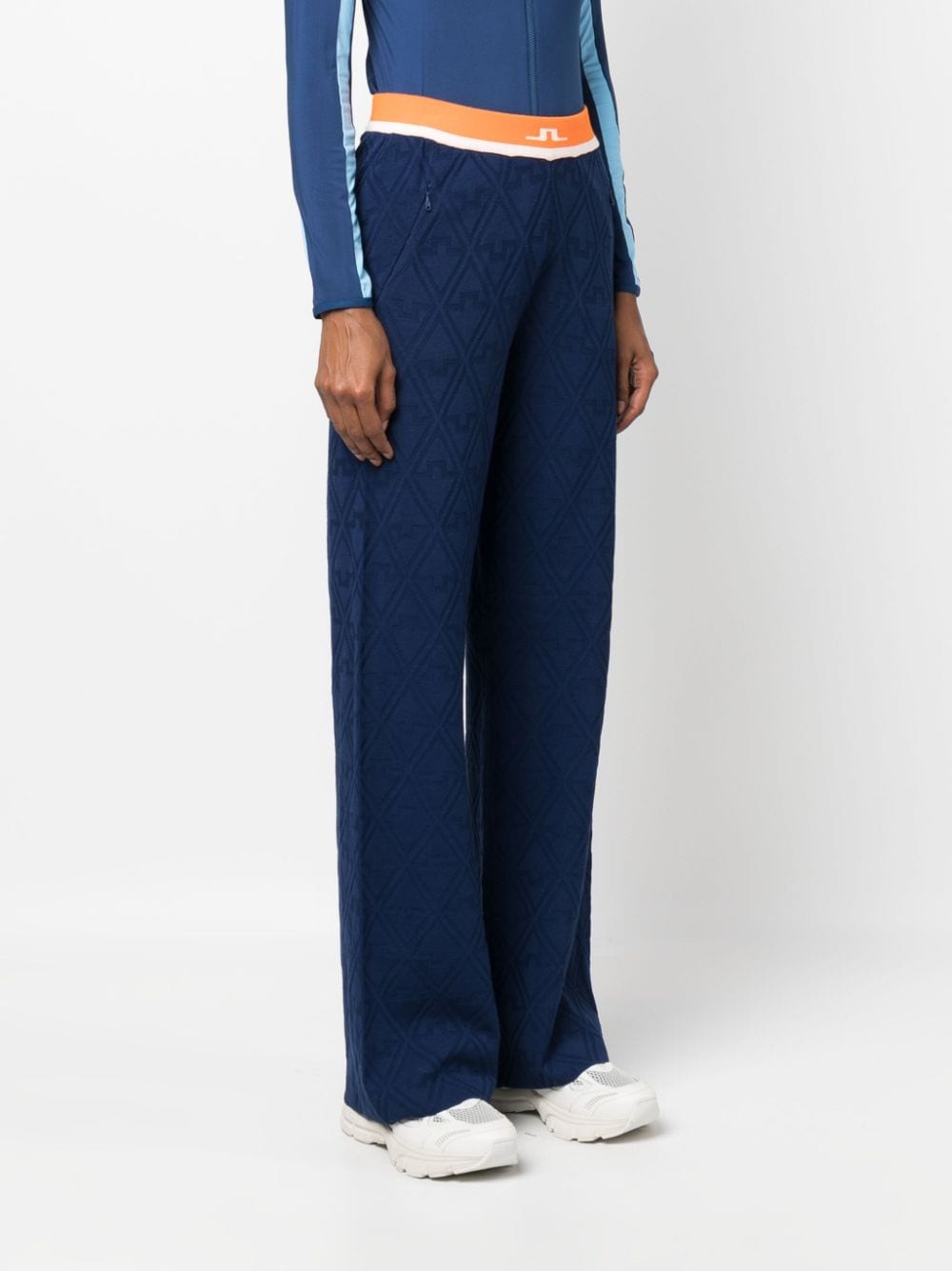 Shop J. Lindeberg Wanda Jacquard-motif Trousers In Blue