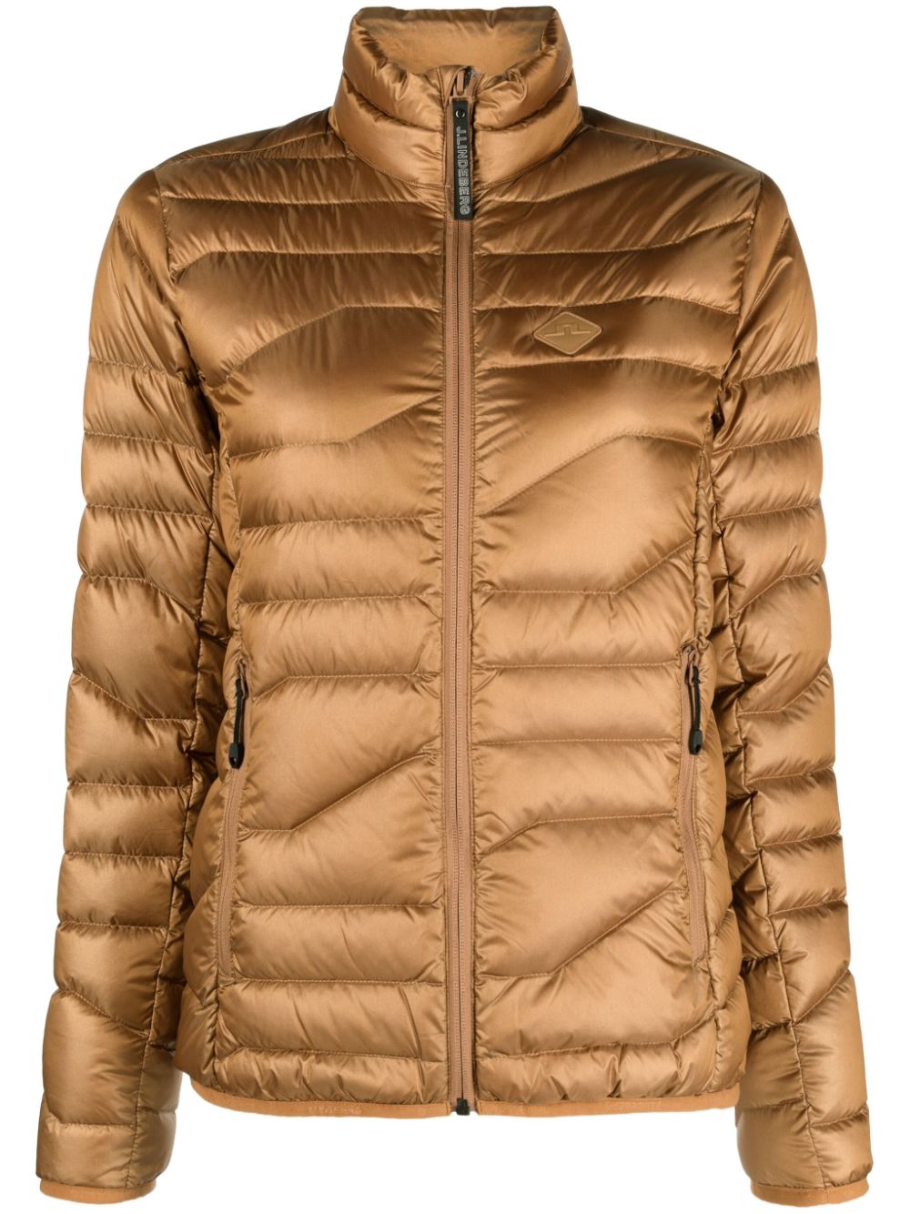 J. Lindeberg Zip-up High-neck Padded Jacket In Braun