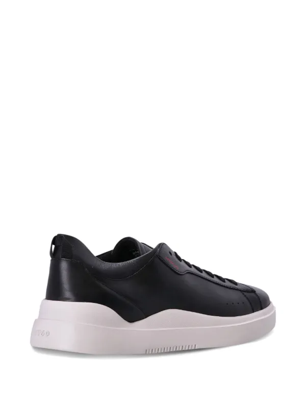 HUGO logo-debossed Leather low-top Sneakers | Black