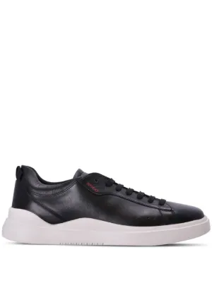 Debossed logo sales leather trainers