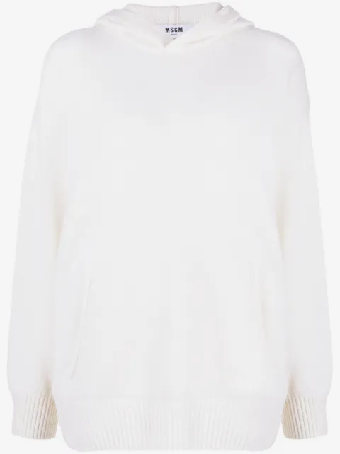 MSGM logo-embroidered wool-cashmere hoodie