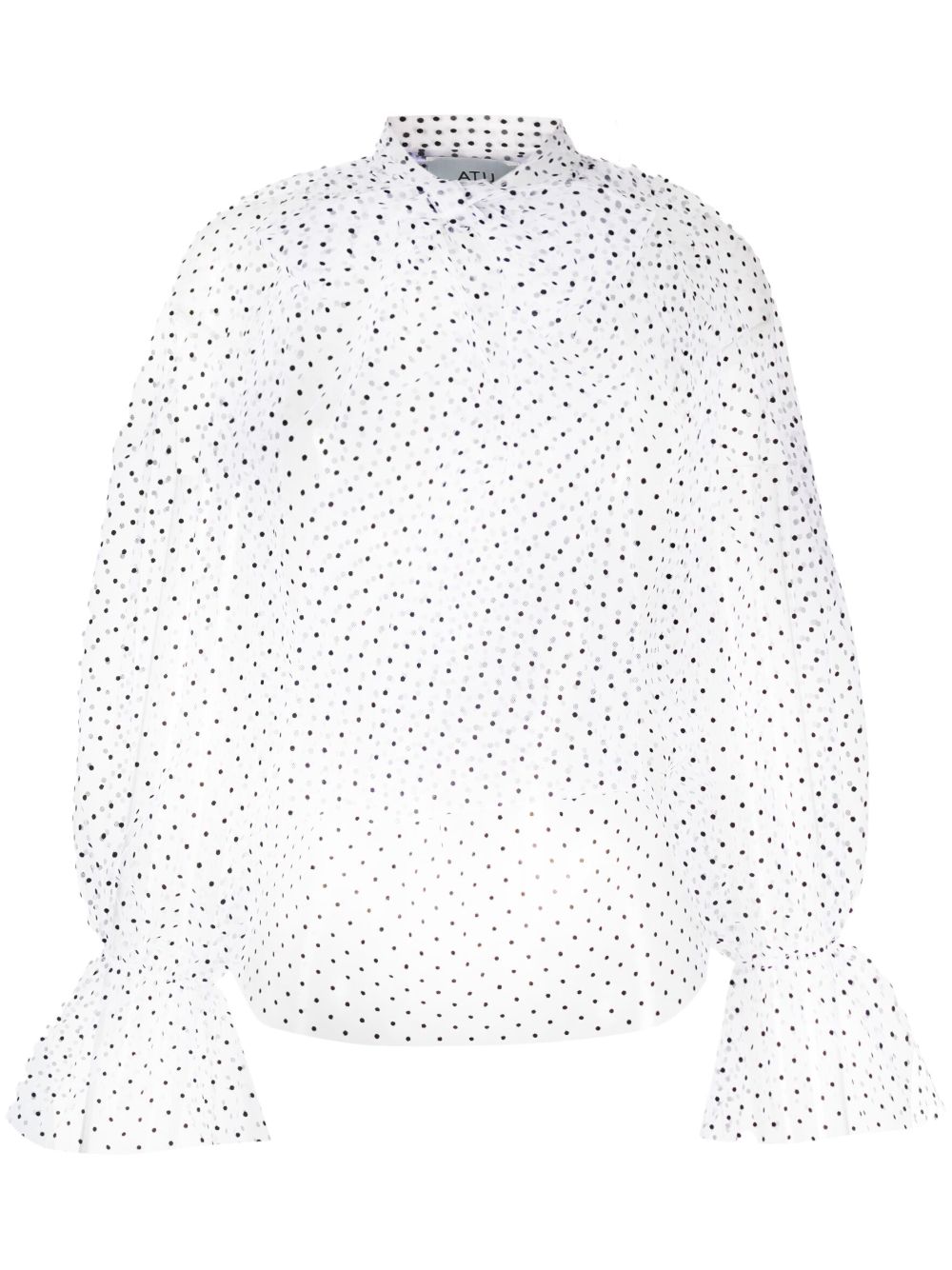 Atu Body Couture Sheer Polka-dot Blouse In White