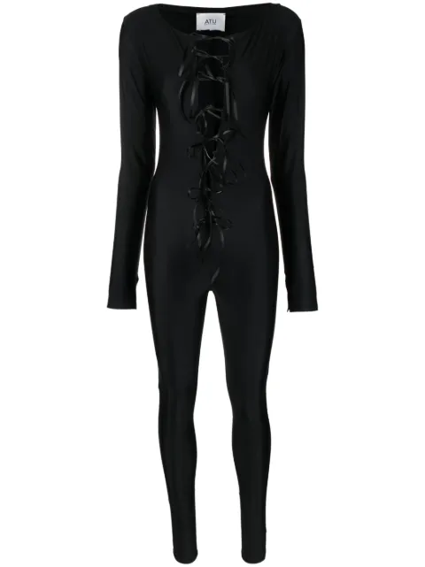 Atu Body Couture lace-up satin catsuit