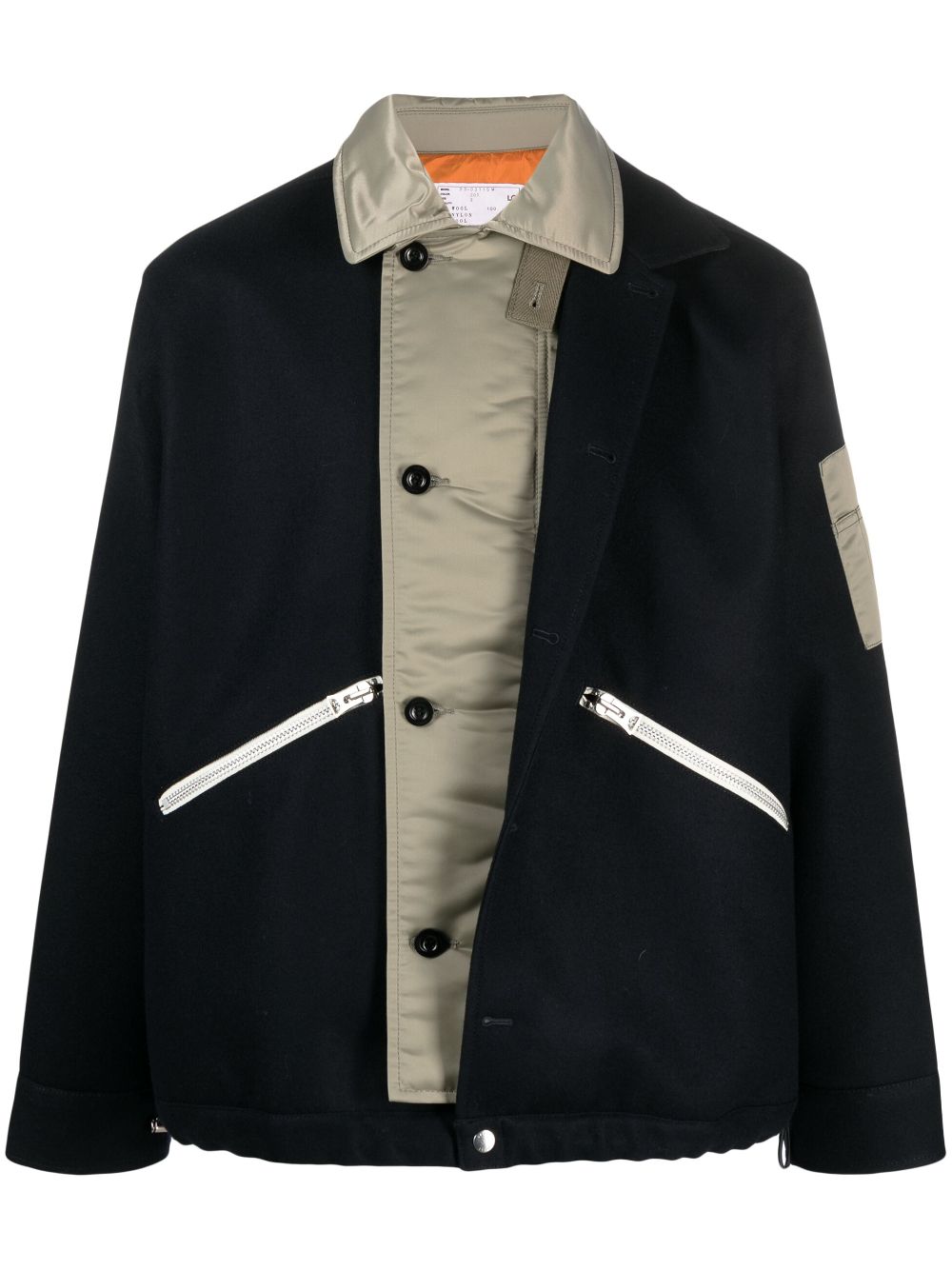 Shop Sacai Button-up Wool Jacket In Blue