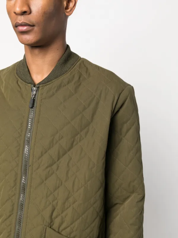 Mens Cotton Green Quilted Bomber Jacket