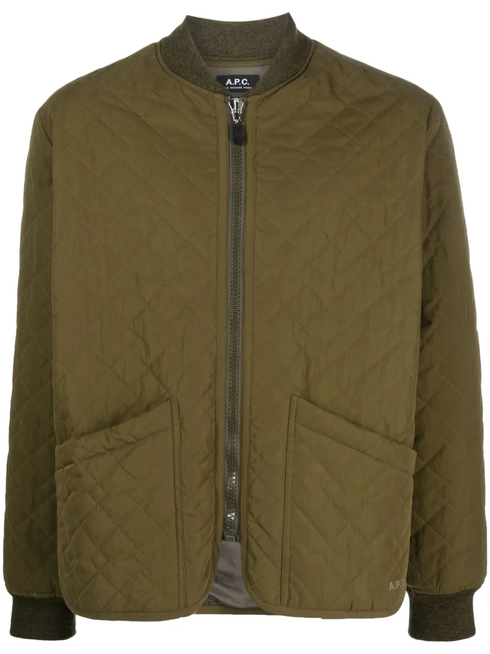 Mens Cotton Green Quilted Bomber Jacket