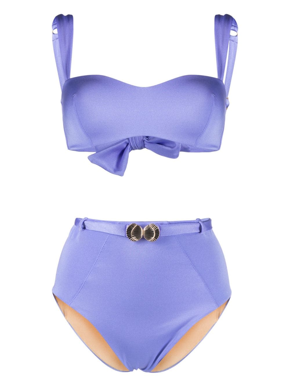 Noire Swimwear Seashell Bandeau Bikini Set In Blue