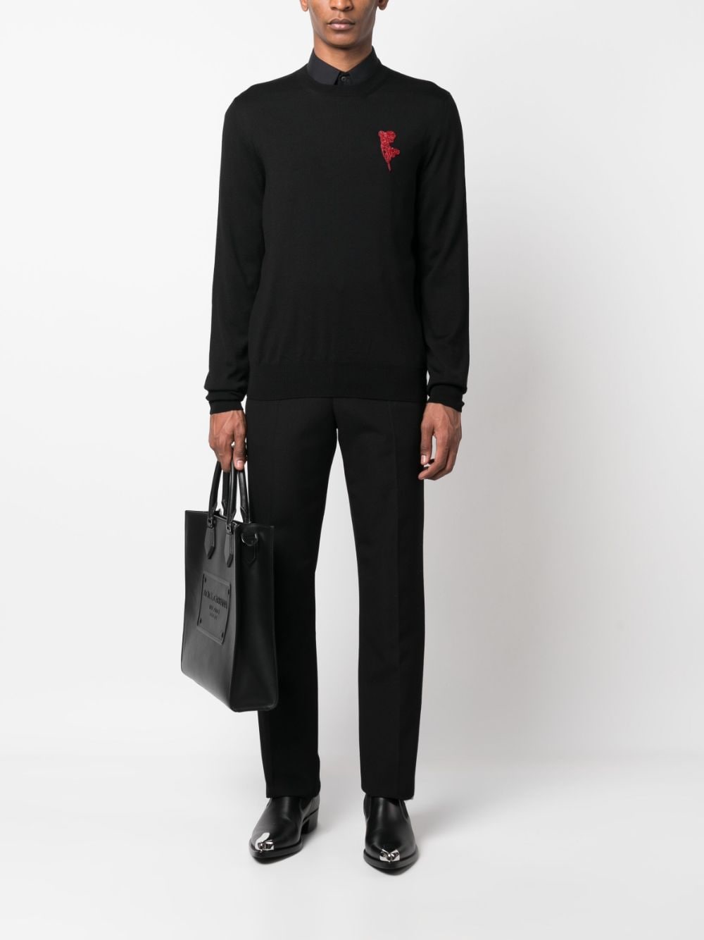 Alexander McQueen beaded wool jumper - Zwart