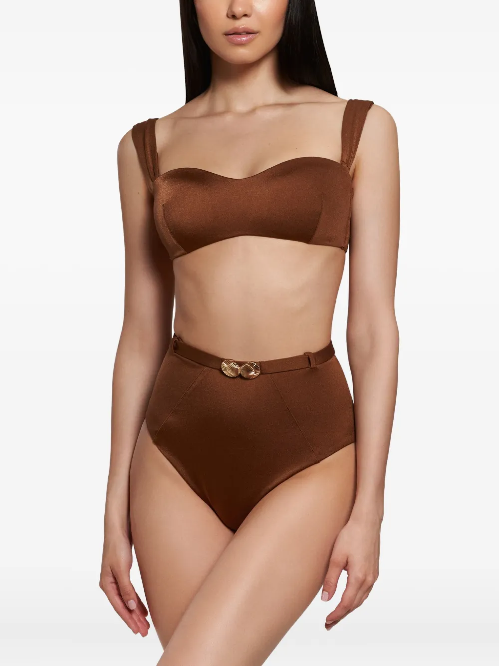 Noire Swimwear طقم بكيني بطبعة صدف وبدون حمالات | بكيني | Image 2