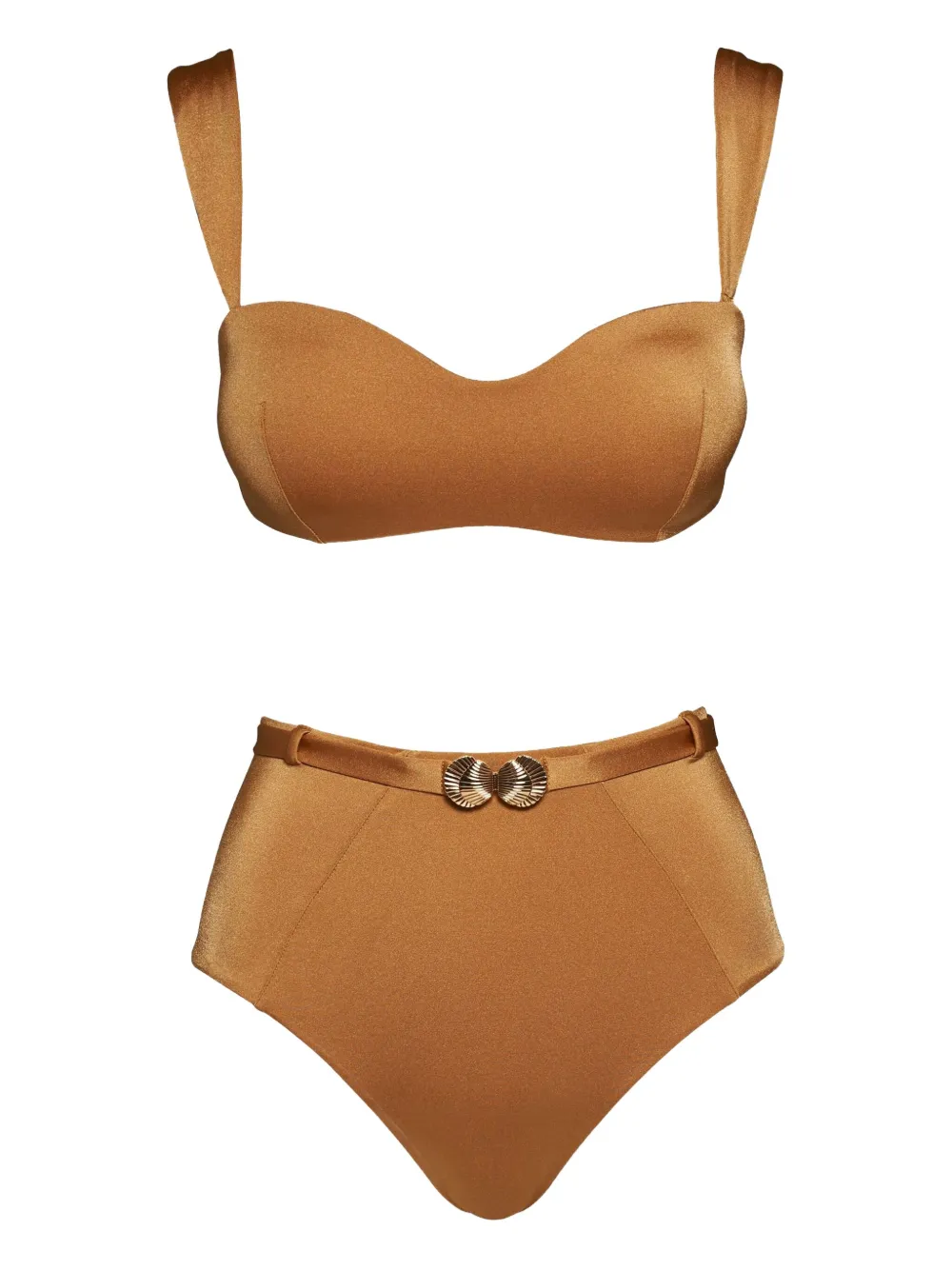 Noire Swimwear Seashell バンドゥ ビキニ - ブラウン Noire Swimwear Seashell バンドゥ ビキニ - ブラウン