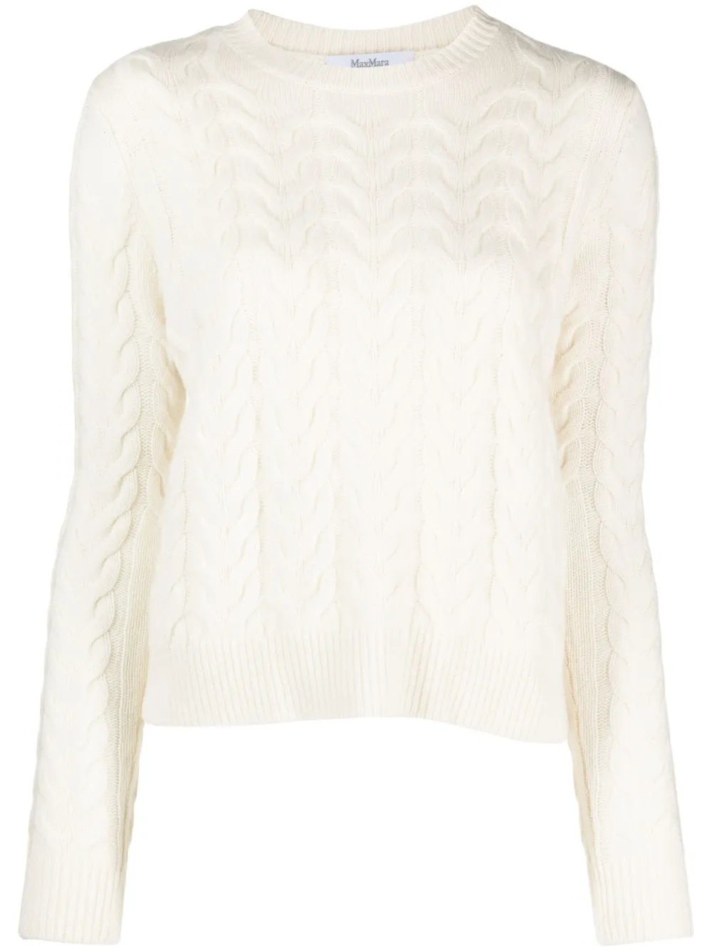 Max Mara Kaschmirpullover mit Zopfmuster | Weiß | Image 1