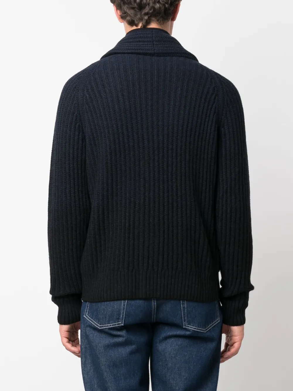 Shop Brioni Chunky-knit Shawl Collar Cardigan In Black