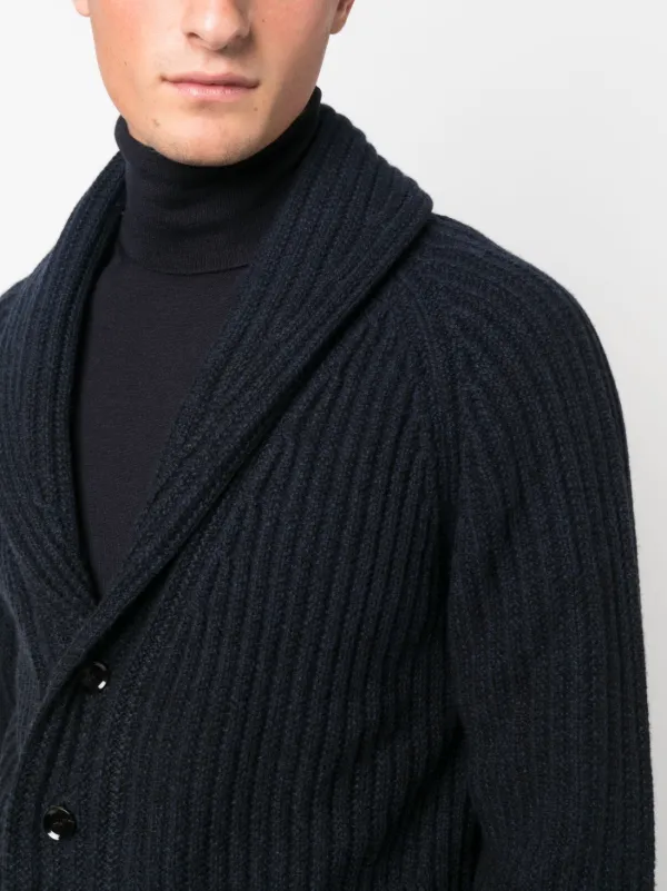 Brioni chunky knit Shawl Collar Cardigan Farfetch