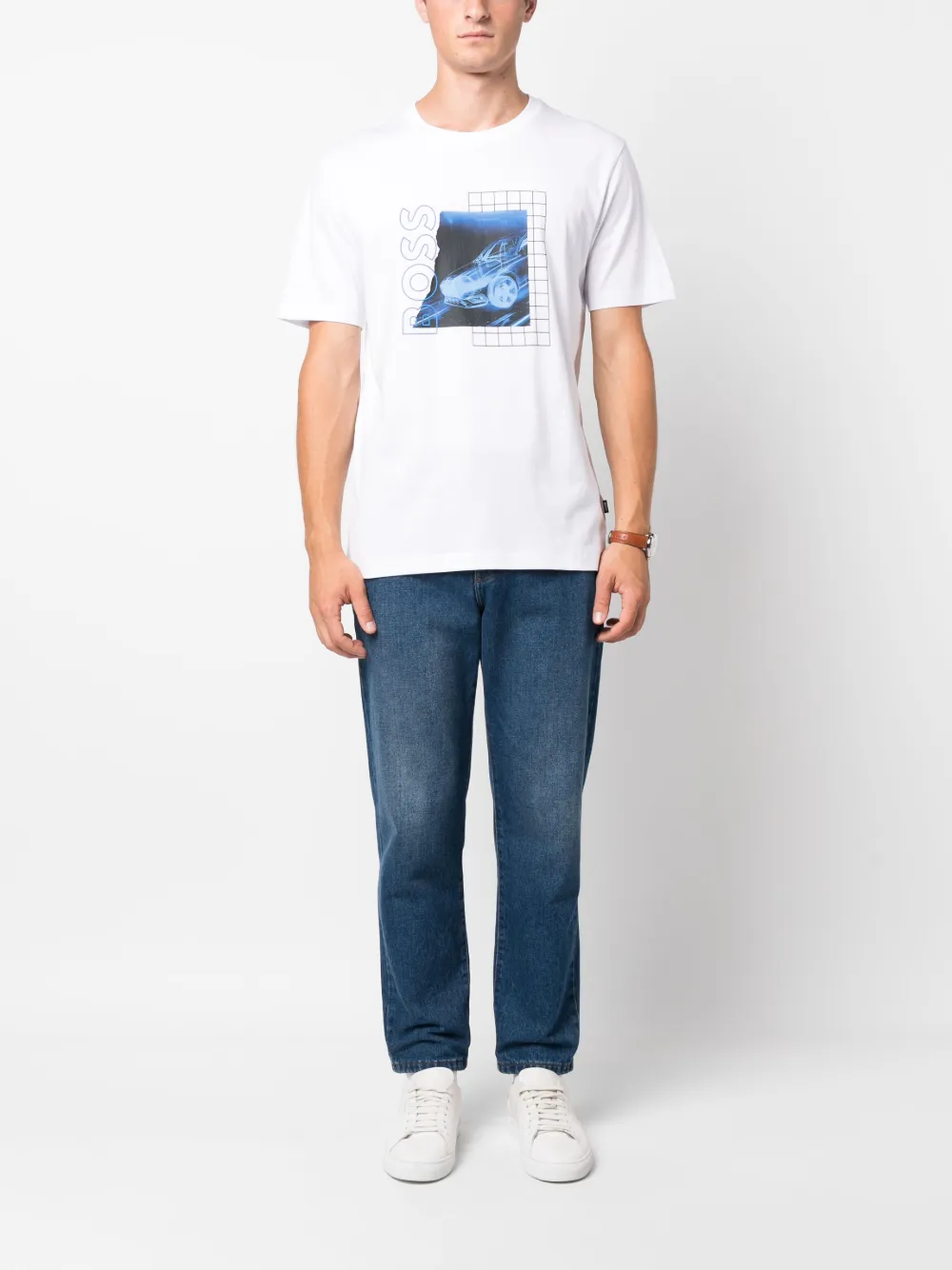 BOSS logo-print cotton T-shirt - Wit