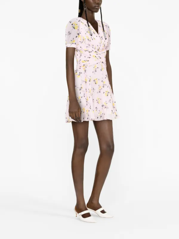 self portrait floral mini dress self-portrait - Cream 3D Flower Satin Mini Dress