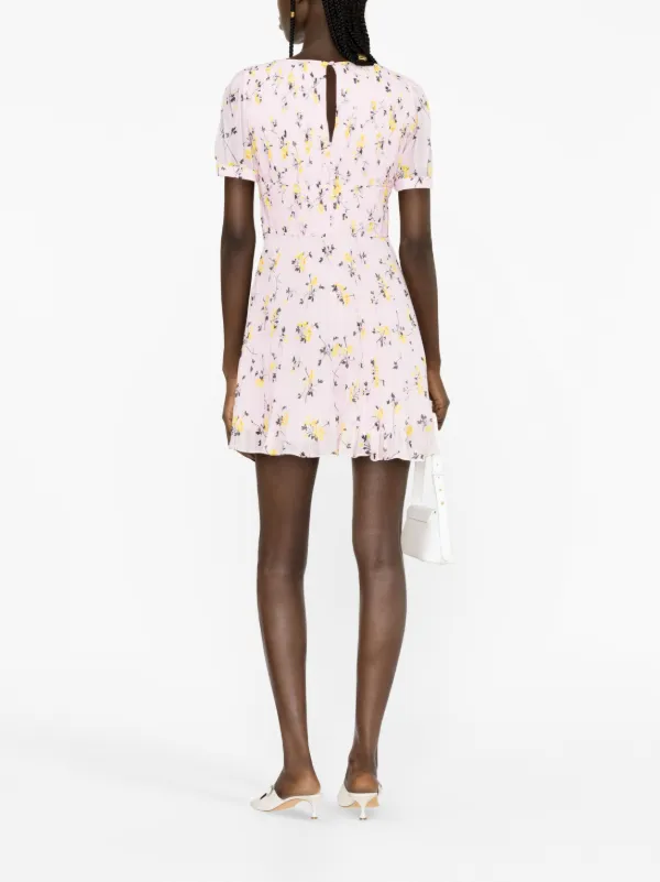 self portrait floral pleated dress Self-Portrait floral-print Pleated Minidress | Pink