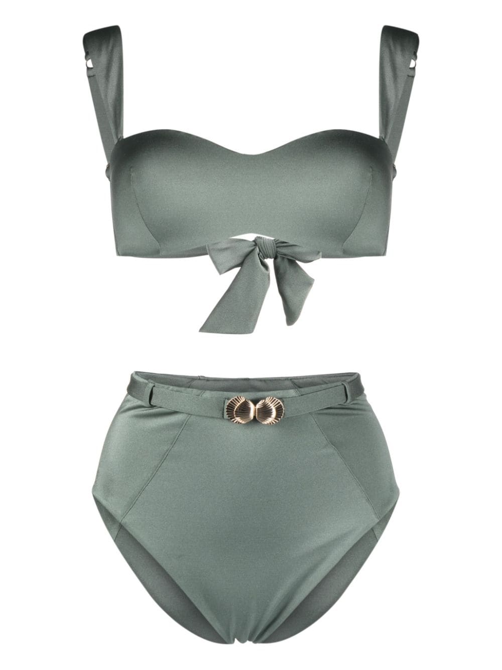 Noire Swimwear Seashell-charm Bikini Set In Green