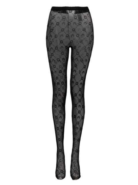 Marine Serre Moonogram flocked jacquard tights