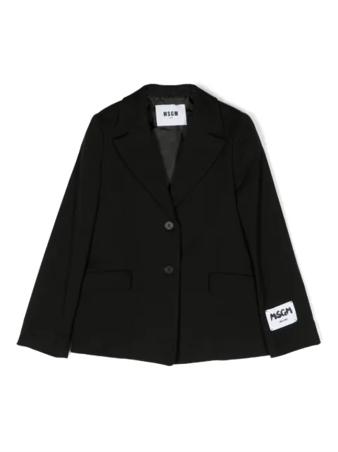 MSGM Kids بليزر بصف أزرار وشارة شعار الماركة