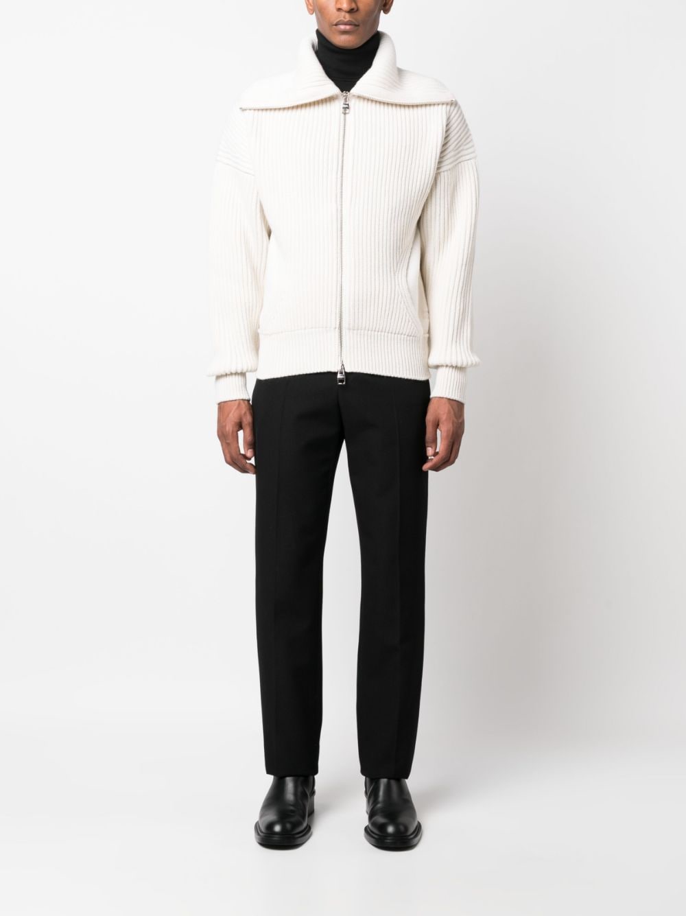 Alexander McQueen ribbed zip-up cardigan - Wit