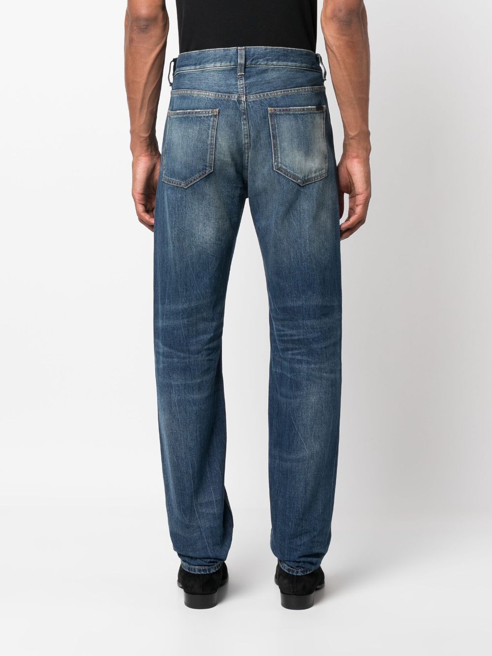 Shop Saint Laurent Mid-rise Straight-leg Jeans In Blau