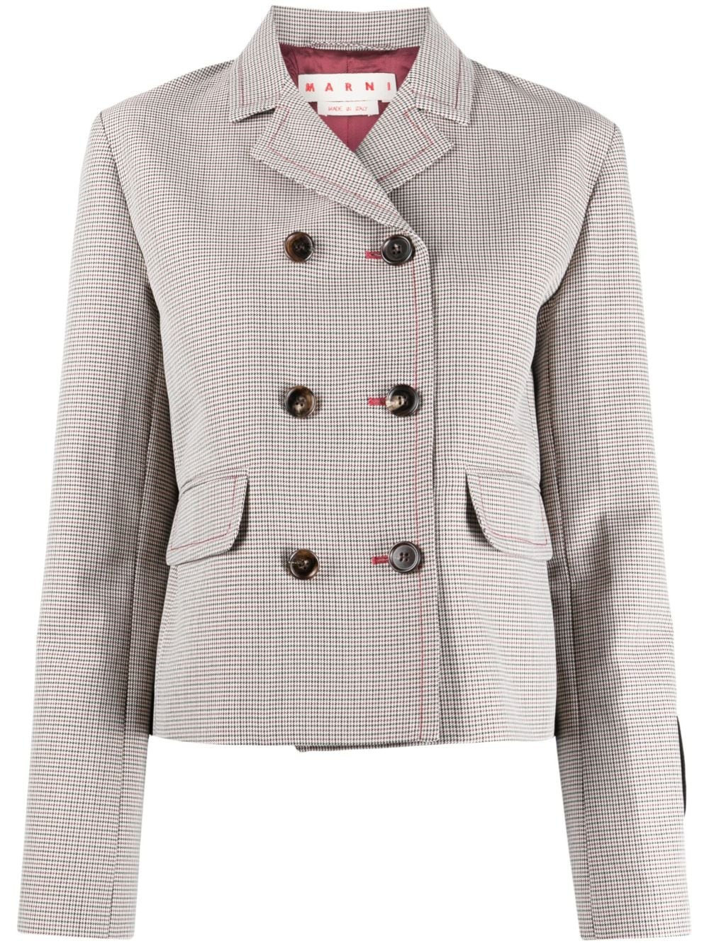 houndstooth-pattern double-breasted blazer