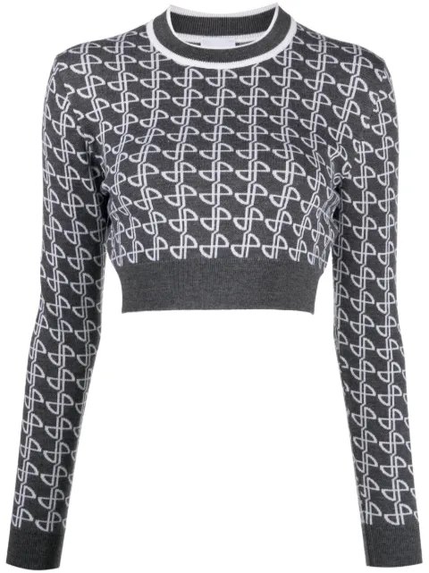 Patou jacquard merino cropped jumper