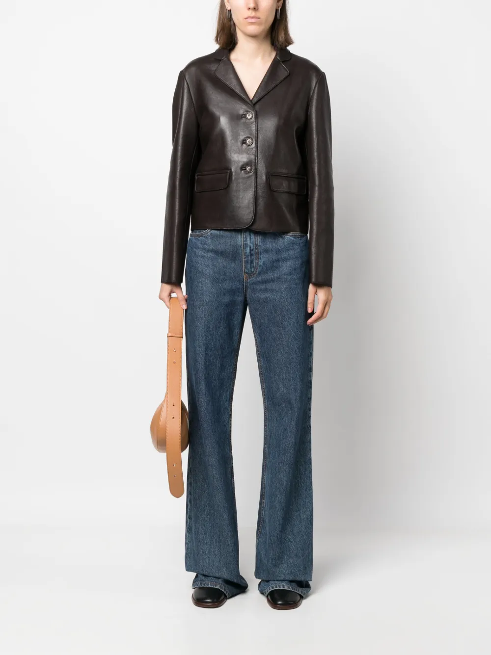P.A.R.O.S.H. single-breasted leather blazer - Bruin