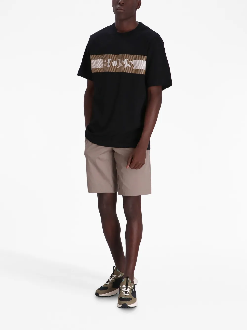 BOSS T-shirt met logoprint - Zwart