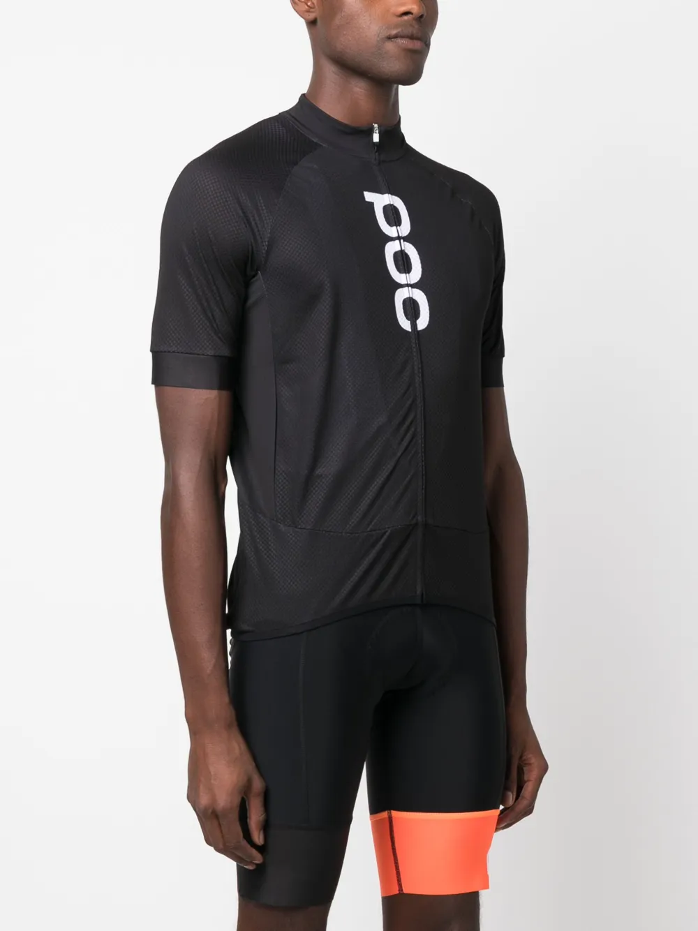 Shop Poc Logo-print Zipped Cycling Top In Black