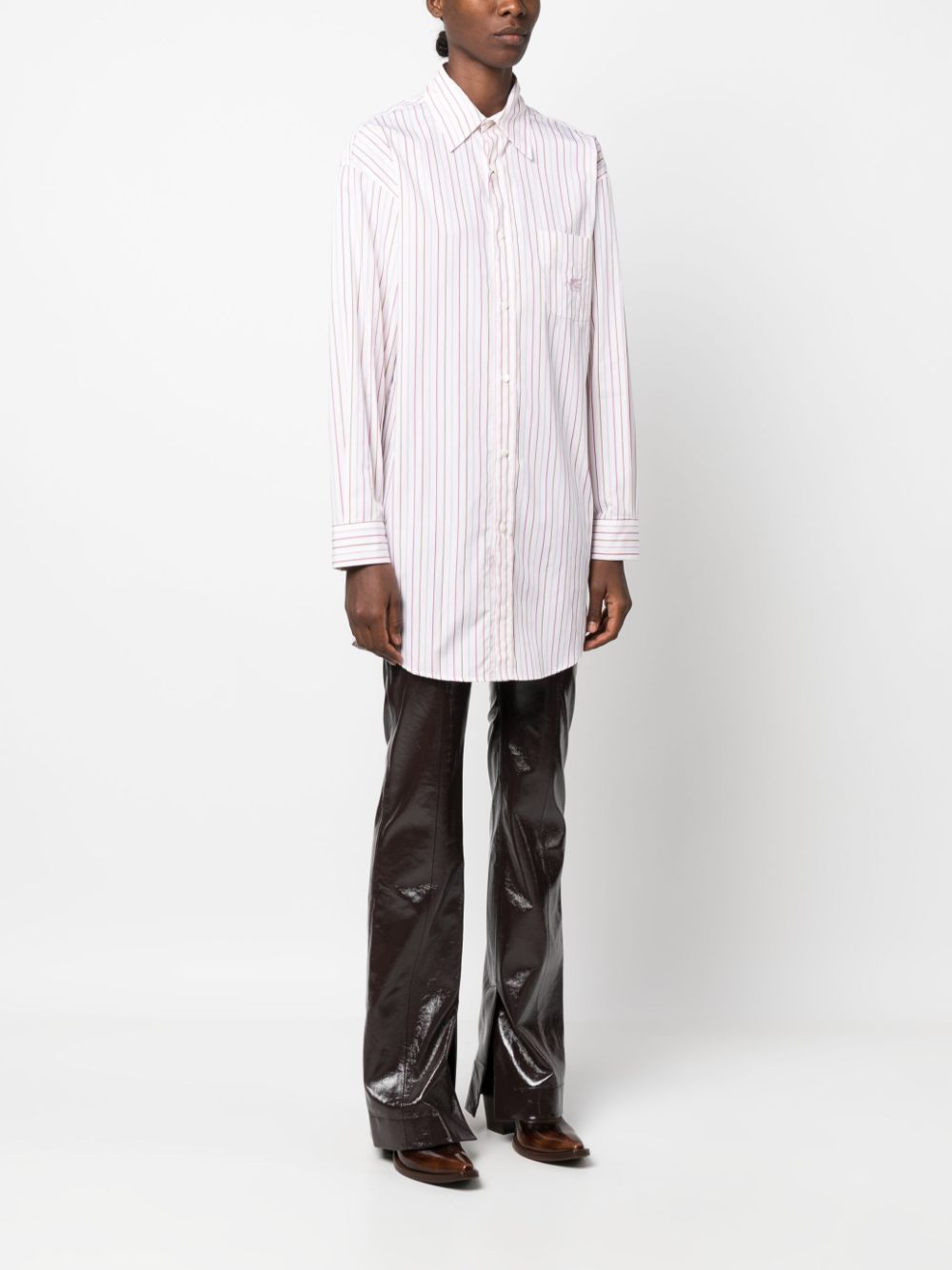 ETRO Pegaso-embroidered striped cotton shirt Women