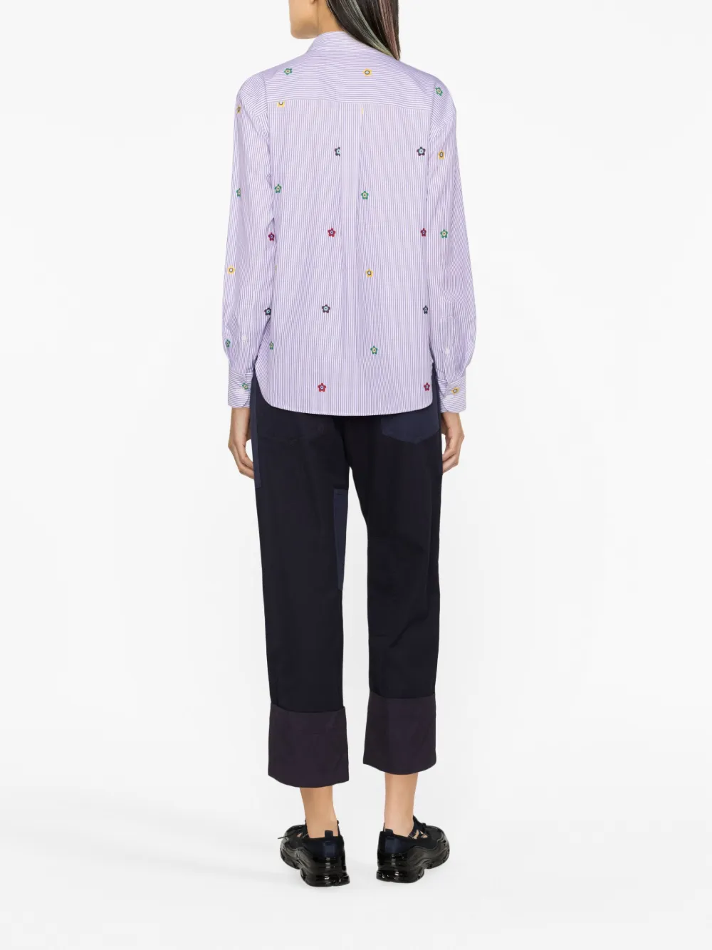 Kenzo Striped Target-logo Poplin Shirt In Purple