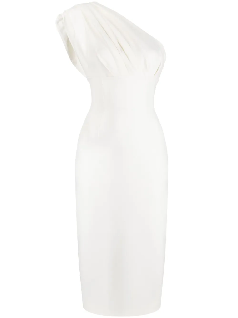 Rachel Gilbert Winnie Ruched One-shoulder Maxi Dress In White