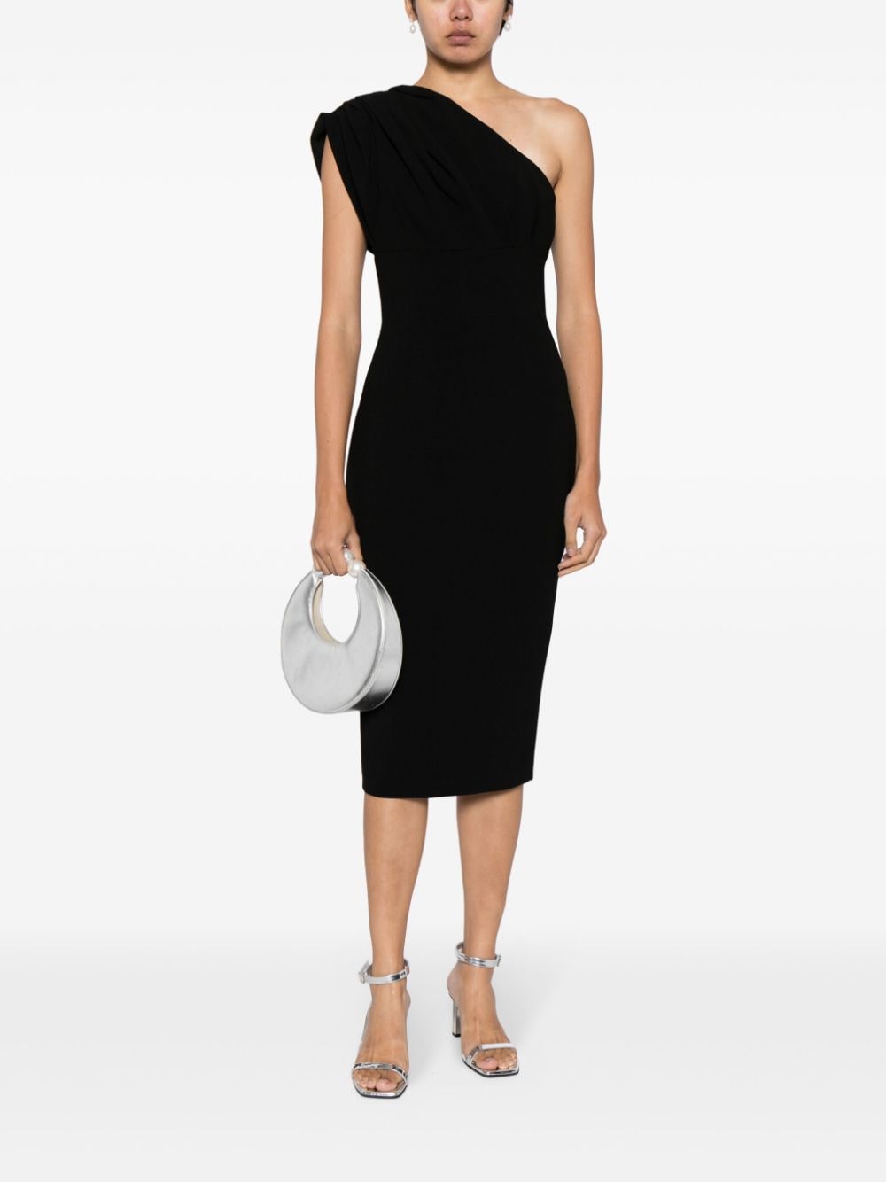 Shop Rachel Gilbert Winnie One-shoulder Midi Dress In Black