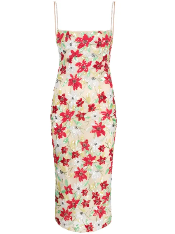 Floral embellished midi clearance dress