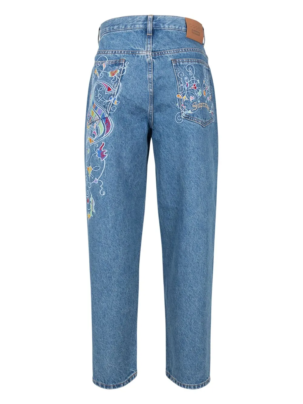 Shop Supreme X Coogi Baggy Embroidered Loose-fit Jeans In Blue