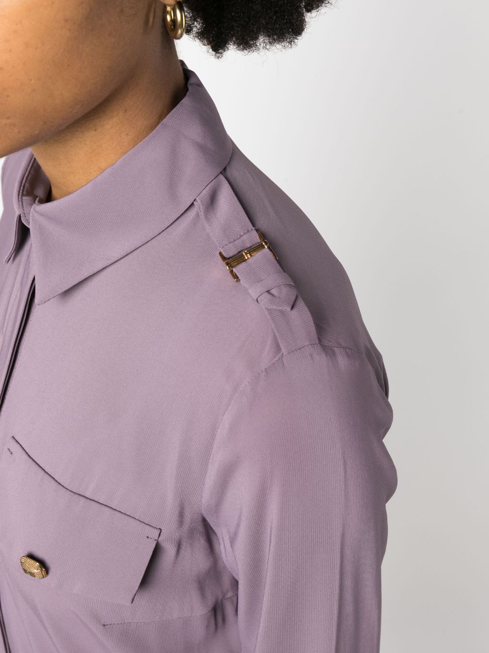 Shop Elisabetta Franchi Spread-collar Flap-pocket Shirt In Purple