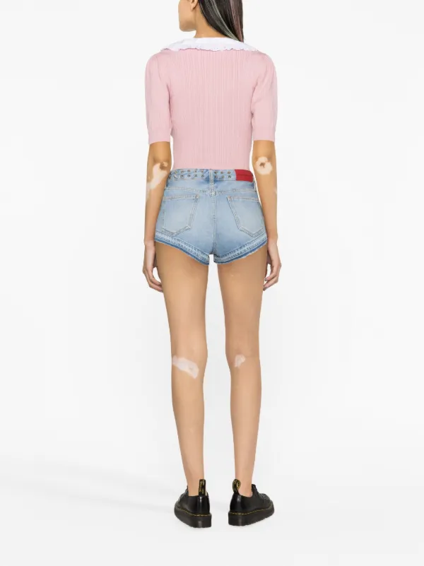 Alessandra Rich stud-embellished Denim Shorts | Blue