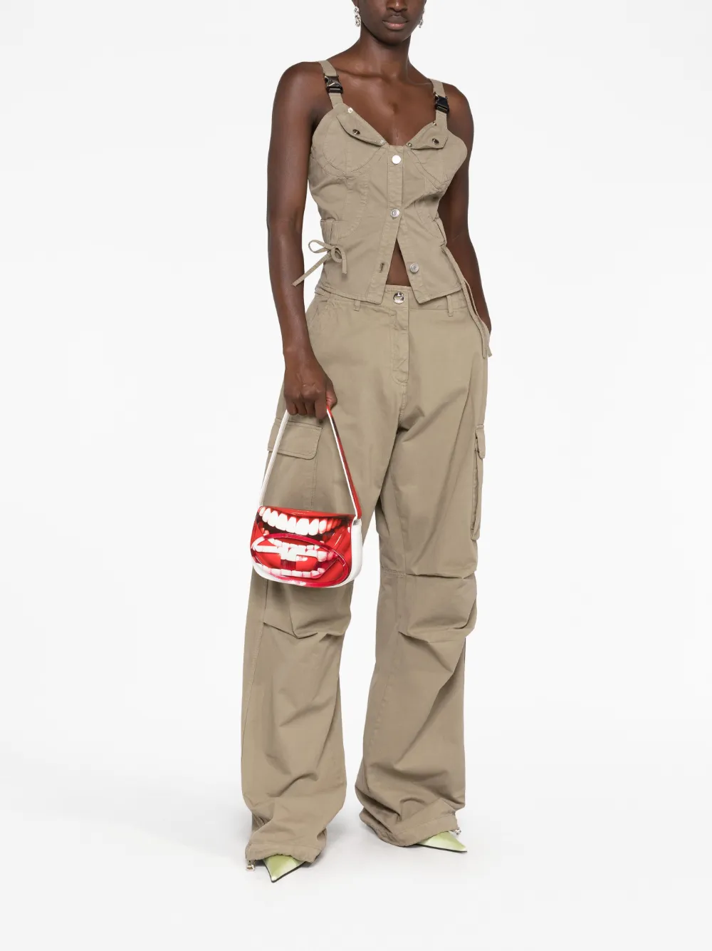 Diesel Schoudertas met print - Wit