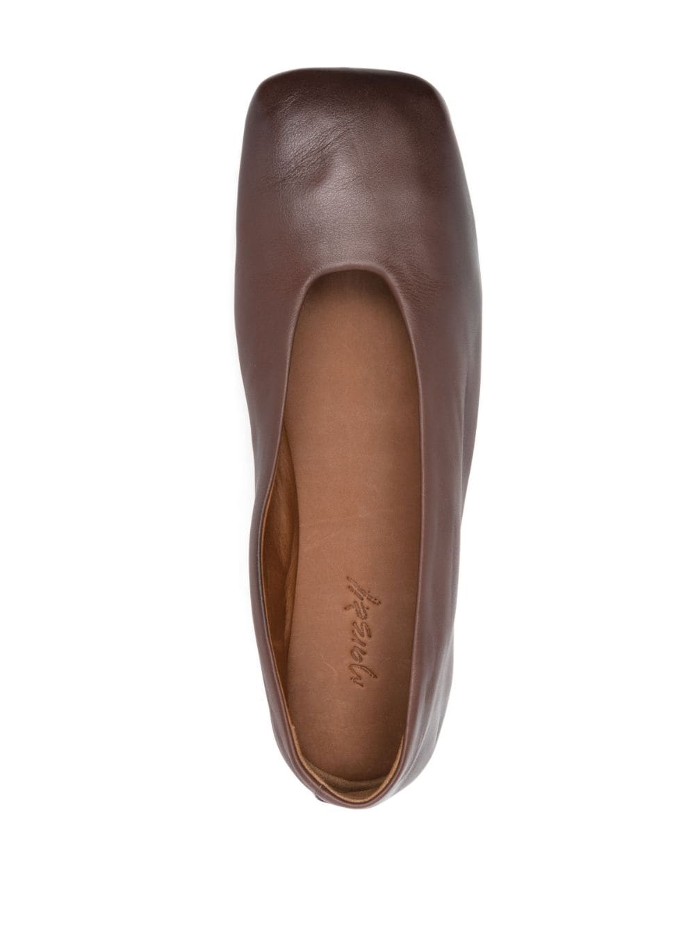 Shop Marsèll Square-toe Leather Ballerina Shoes In Brown