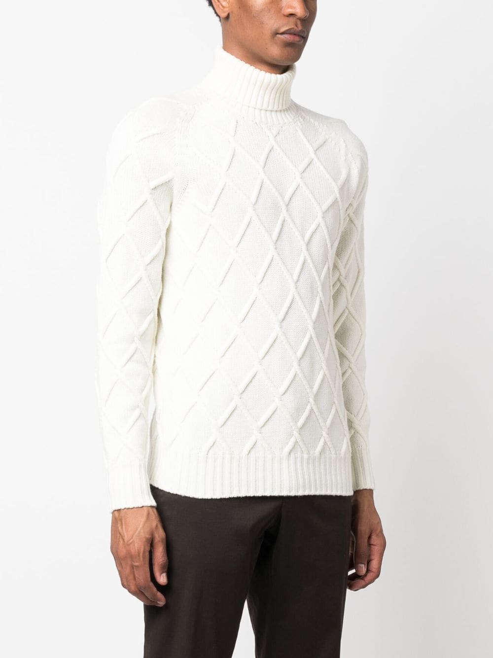 Shop Drumohr Lattice-knit Merino Jumper In White